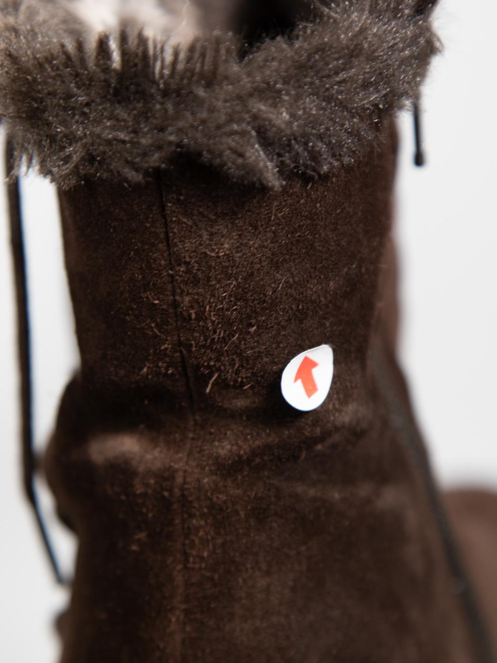 Stuart Weitzman Brown Suede Fur Trim Heeled Boots Size UK 6.5 en vente 3