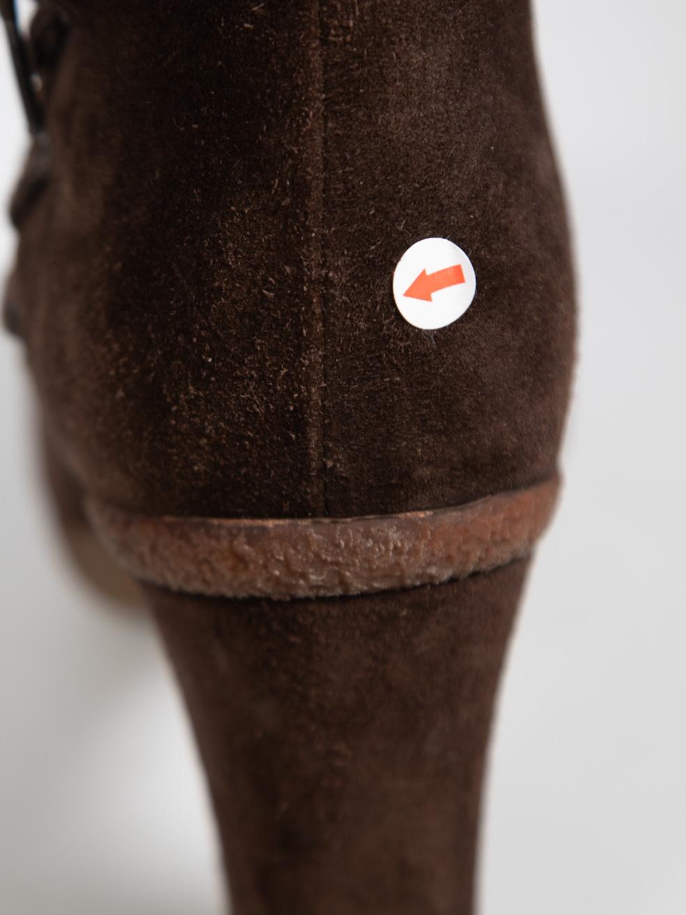 Stuart Weitzman Brown Suede Fur Trim Heeled Boots Size UK 6.5 en vente 4