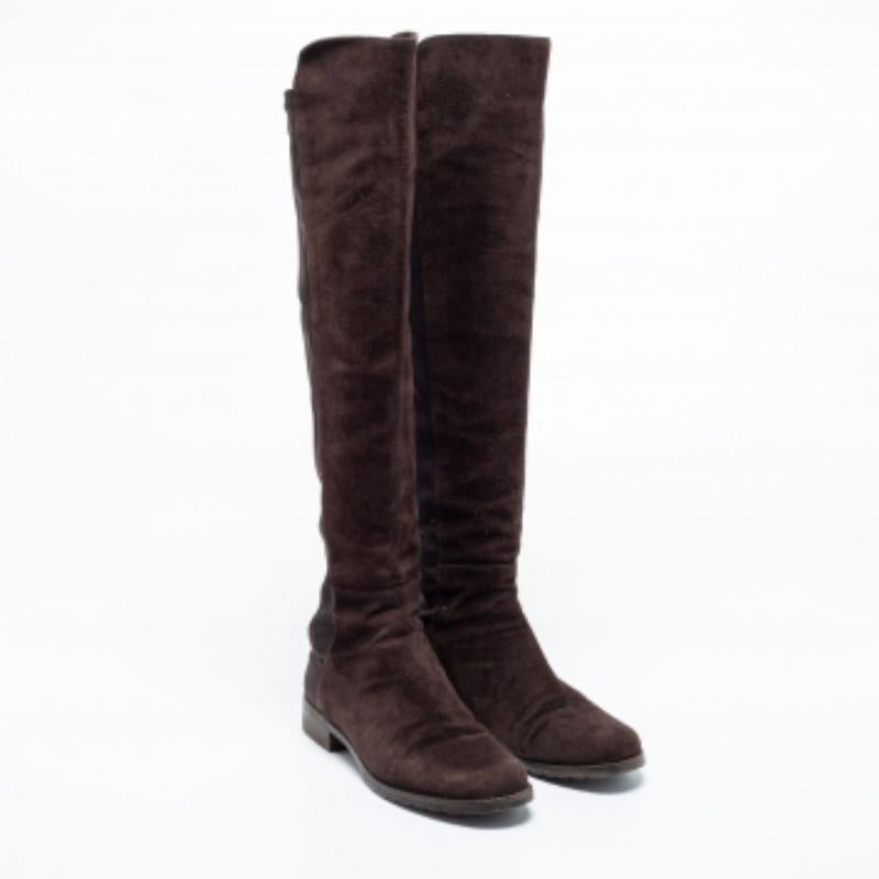Stuart Weitzman Brown Knee Length Boots en daim Taille 34.5 Pour femmes en vente