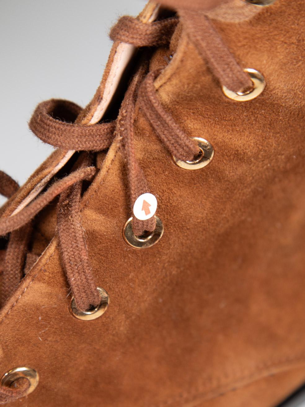 Stuart Weitzman Brown Suede Lace Up Combat Boots Size US 9 en vente 3