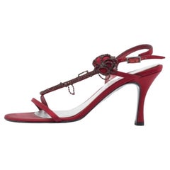 Stuart Weitzman Burgundy Satin Crystal Embellished Slingback Sandals Size 37