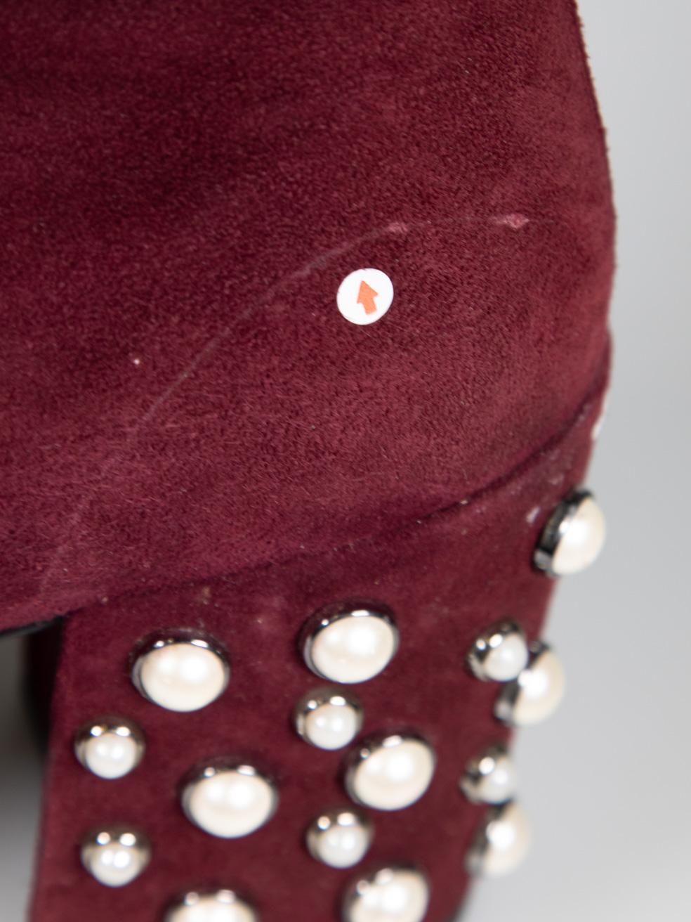 Stuart Weitzman Botas de imitación perla de ante burdeos talla US 9 en venta 5