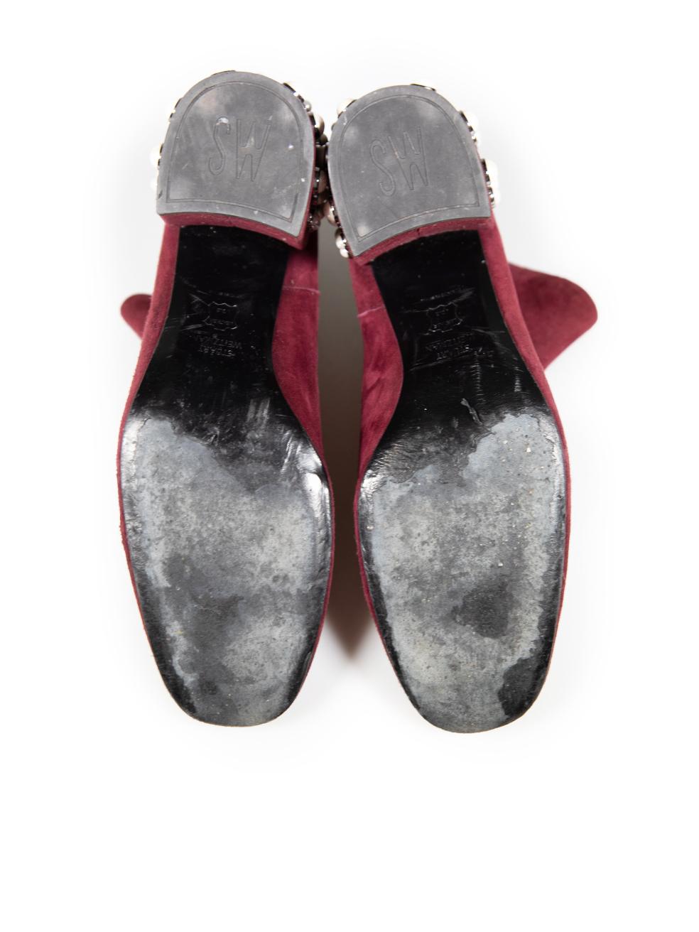 Stuart Weitzman Botas de imitación perla de ante burdeos talla US 9 en Bueno estado para la venta en London, GB