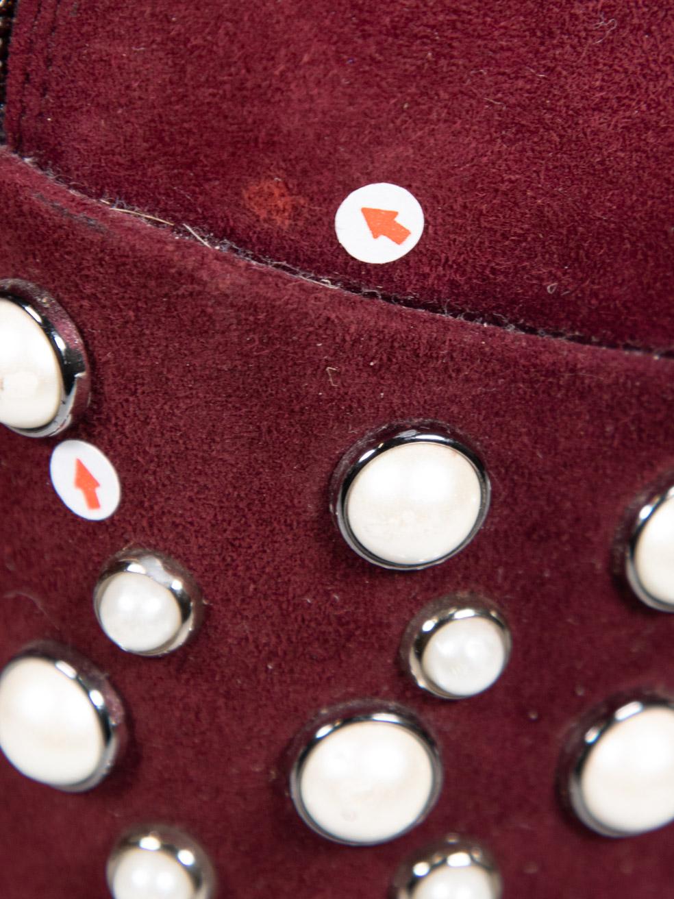 Stuart Weitzman Botas de imitación perla de ante burdeos talla US 9 en venta 1