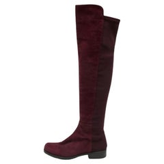Stuart Weitzman - Stivali al ginocchio in pelle scamosciata borgogna - misura 34,5