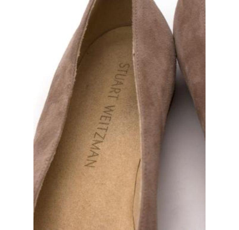 Stuart Weitzman Chicflat Beige Suede Flat Pumps For Sale 3