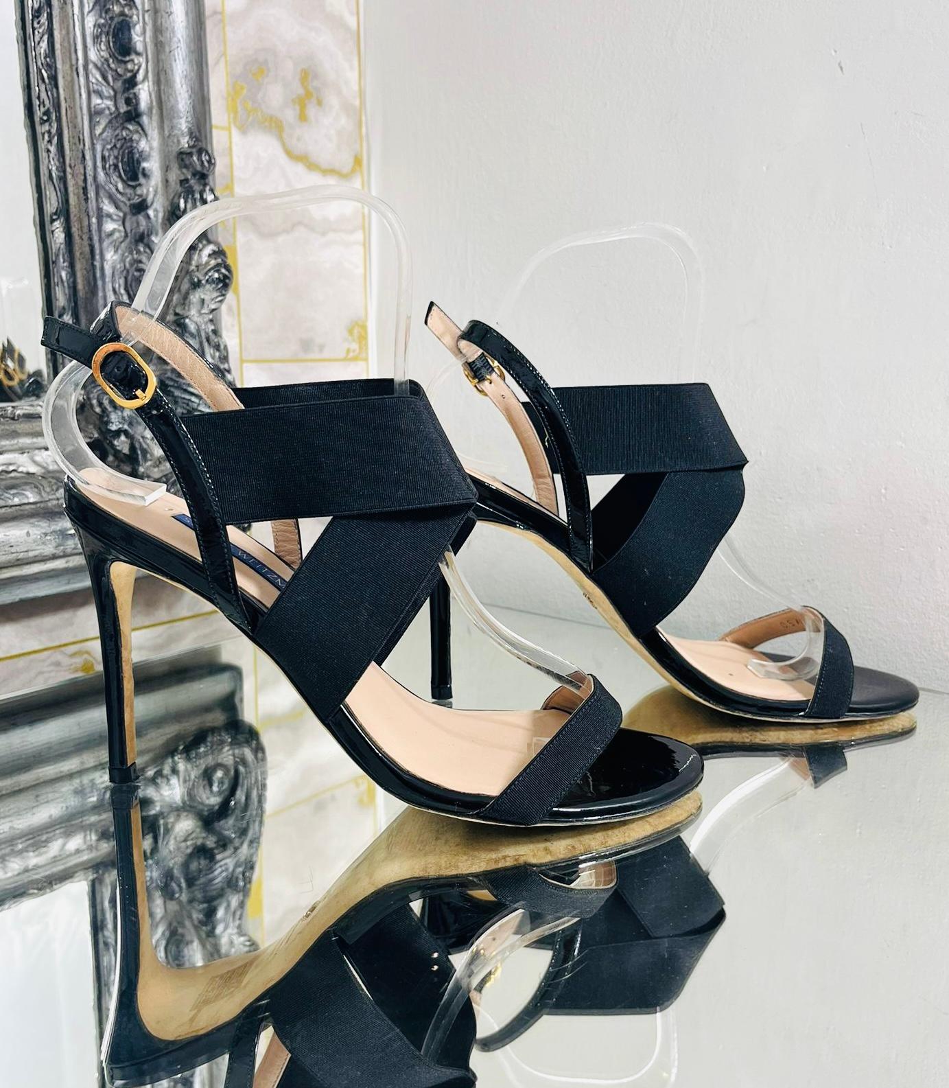 Stuart Weitzman Cross Strap Patent Leather Sandals In Excellent Condition For Sale In London, GB