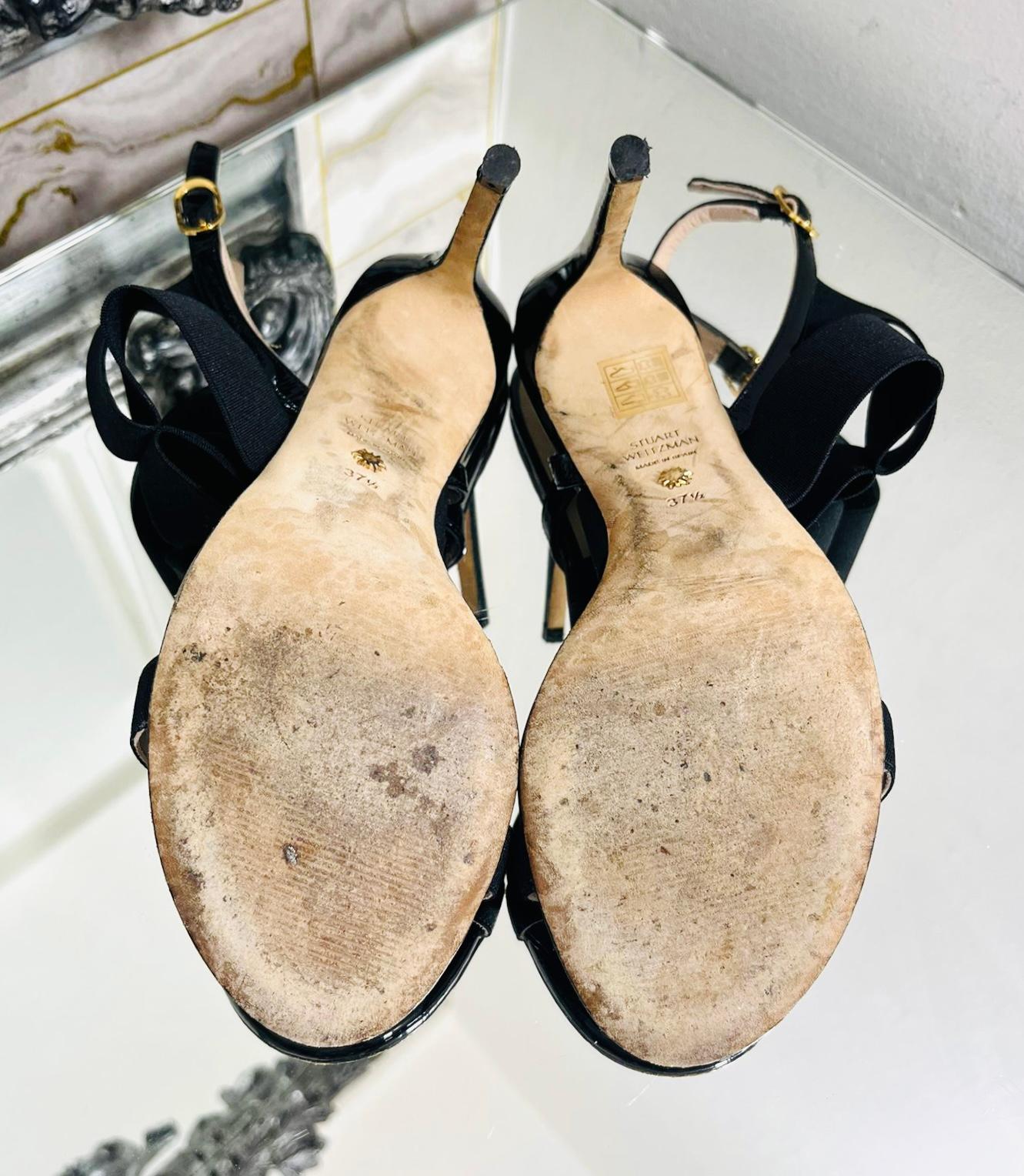 Stuart Weitzman Cross Strap Patent Leather Sandals For Sale 1