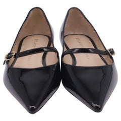 Stuart Weitzman Emilia Mary Jane Flats in Black Patent Leather