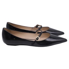 Stuart Weitzman Emilia Mary Jane Flats in Black Patent Leather