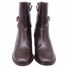 Stuart Weitzman Esme Buckled Ankle Boots in Brown Leather