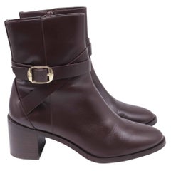 Stuart Weitzman Esme Buckled Ankle Boots in Brown Leather