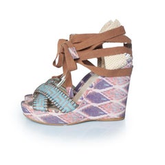 Stuart Weitzman, ethnic printed wedge sandals