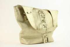 Stuart Weitzman Gold Metallic Lace Ribbon 114misa1025 Beige Shoulder Bag