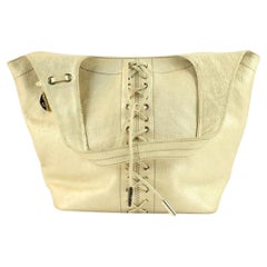 Stuart Weitzman - Sac porté épaule beige 114misa1025 à ruban en dentelle métallisée dorée