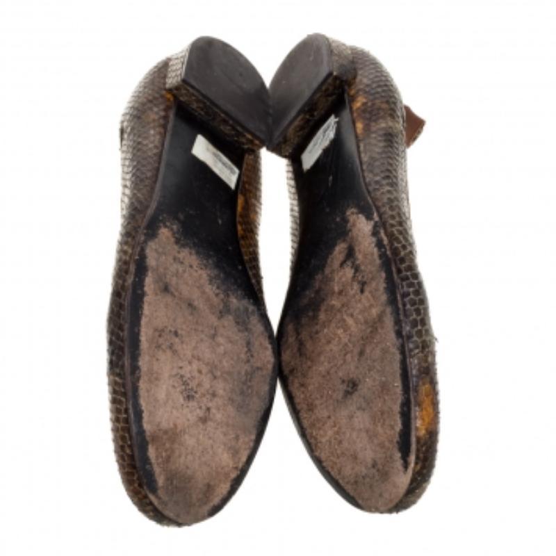 Stuart Weitzman Green Python Embossed Ballet Flats Size 41 For Sale 2