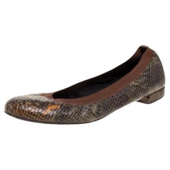 Stuart Weitzman Green Python Embossed Ballet Flats Size 41
