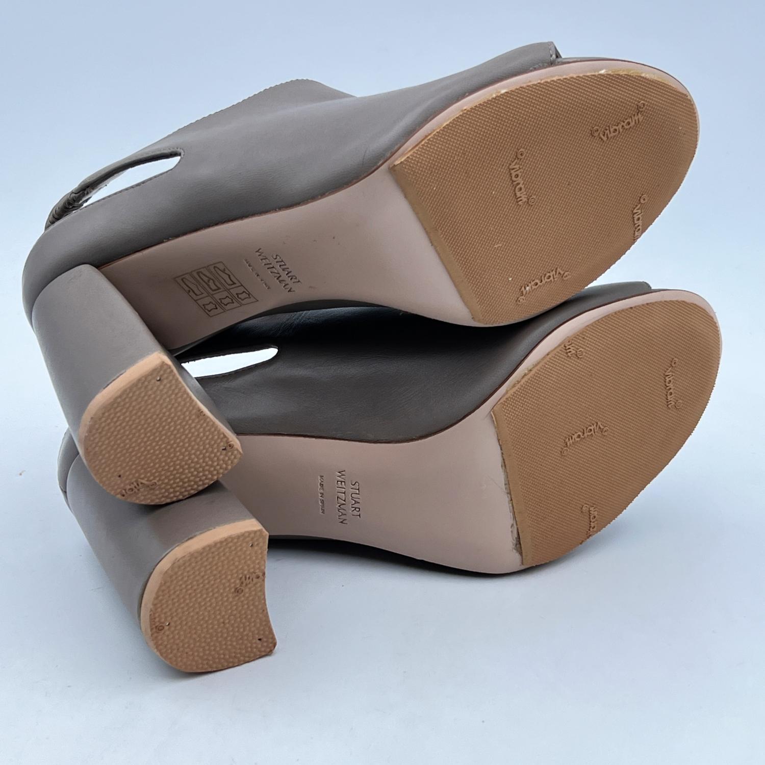 Women's Stuart Weitzman Grey Leather Open Toe Slingback Shoes Size 37