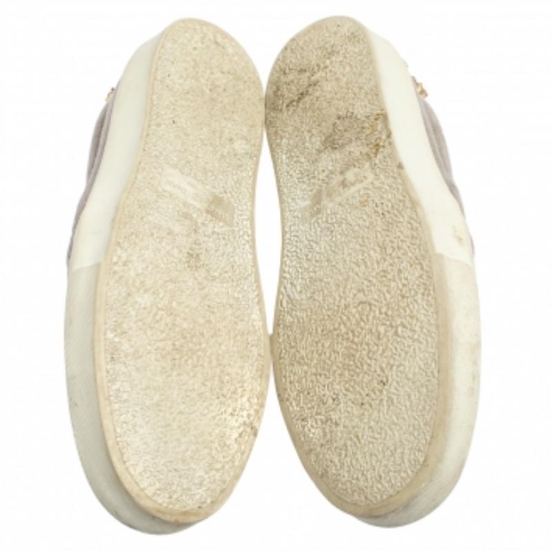 Beige Stuart Weitzman Grey Suede Crystal Slip on Sneakers Size 38 For Sale