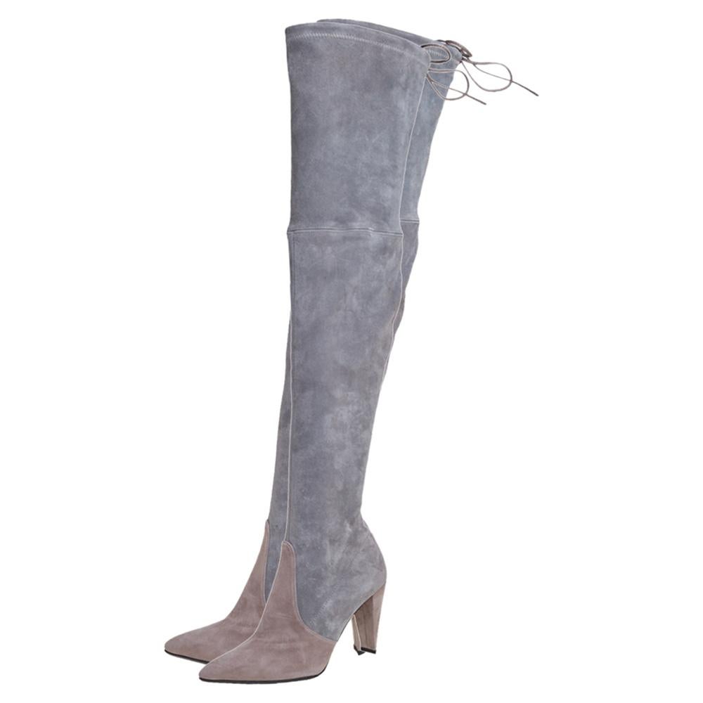 Gray Stuart Weitzman Grey Suede Highland Over The Knee Boots Size 37.5
