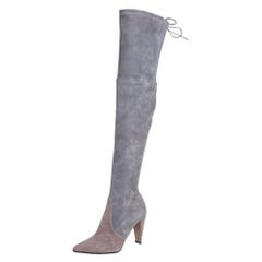 Stuart Weitzman Grey Suede Highland Over The Knee Boots Size 37.5