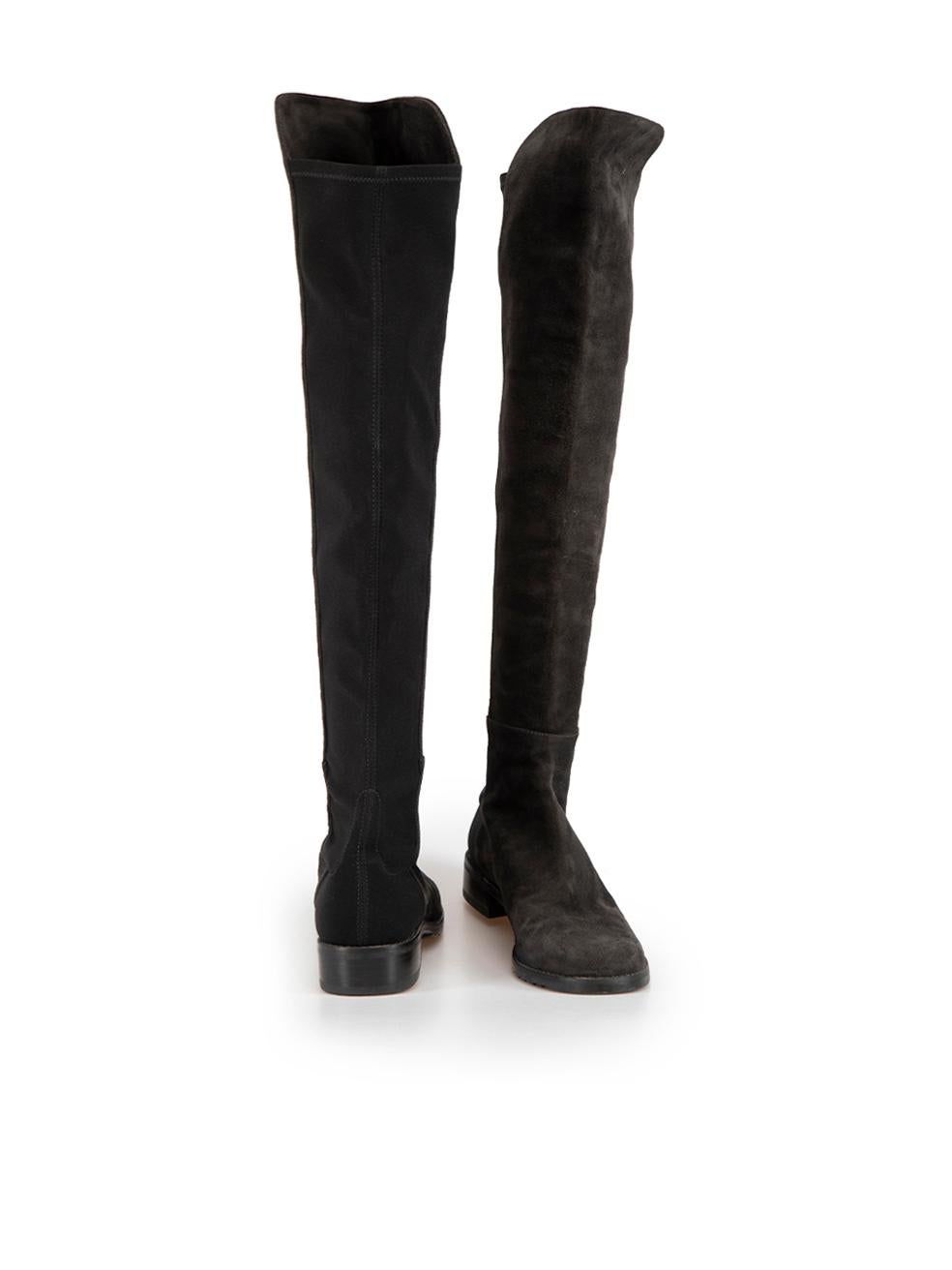 Black Stuart Weitzman Grey Suede Thigh-High Boots Size US 7.5
