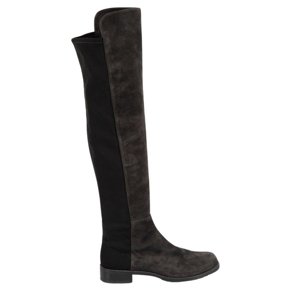 Stuart Weitzman Grey Suede Thigh-High Boots Size US 7.5