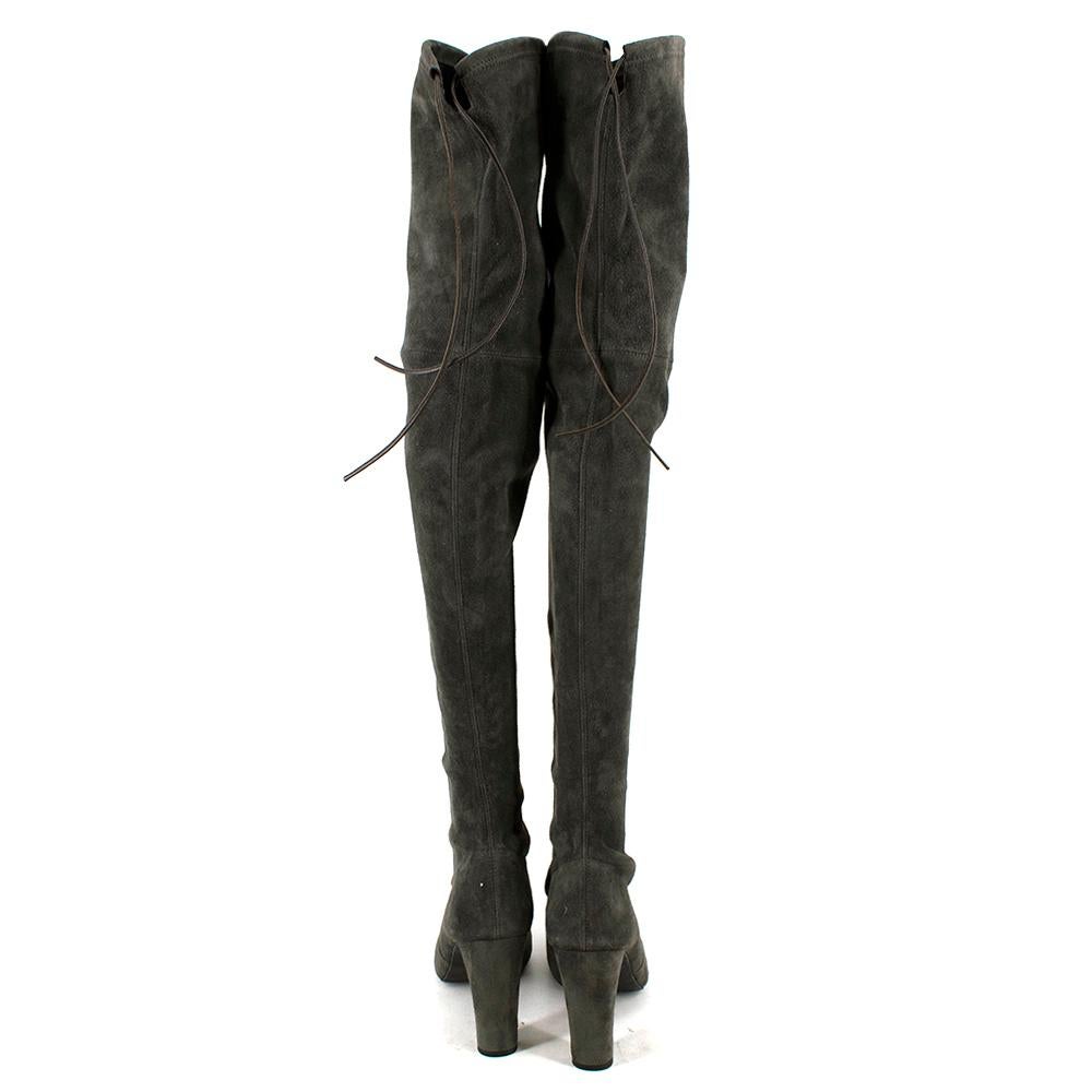 thigh high grey suede boots