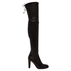 Stuart Weitzman Highland Over The Knee Boot, Black Leather $895 us 8.5