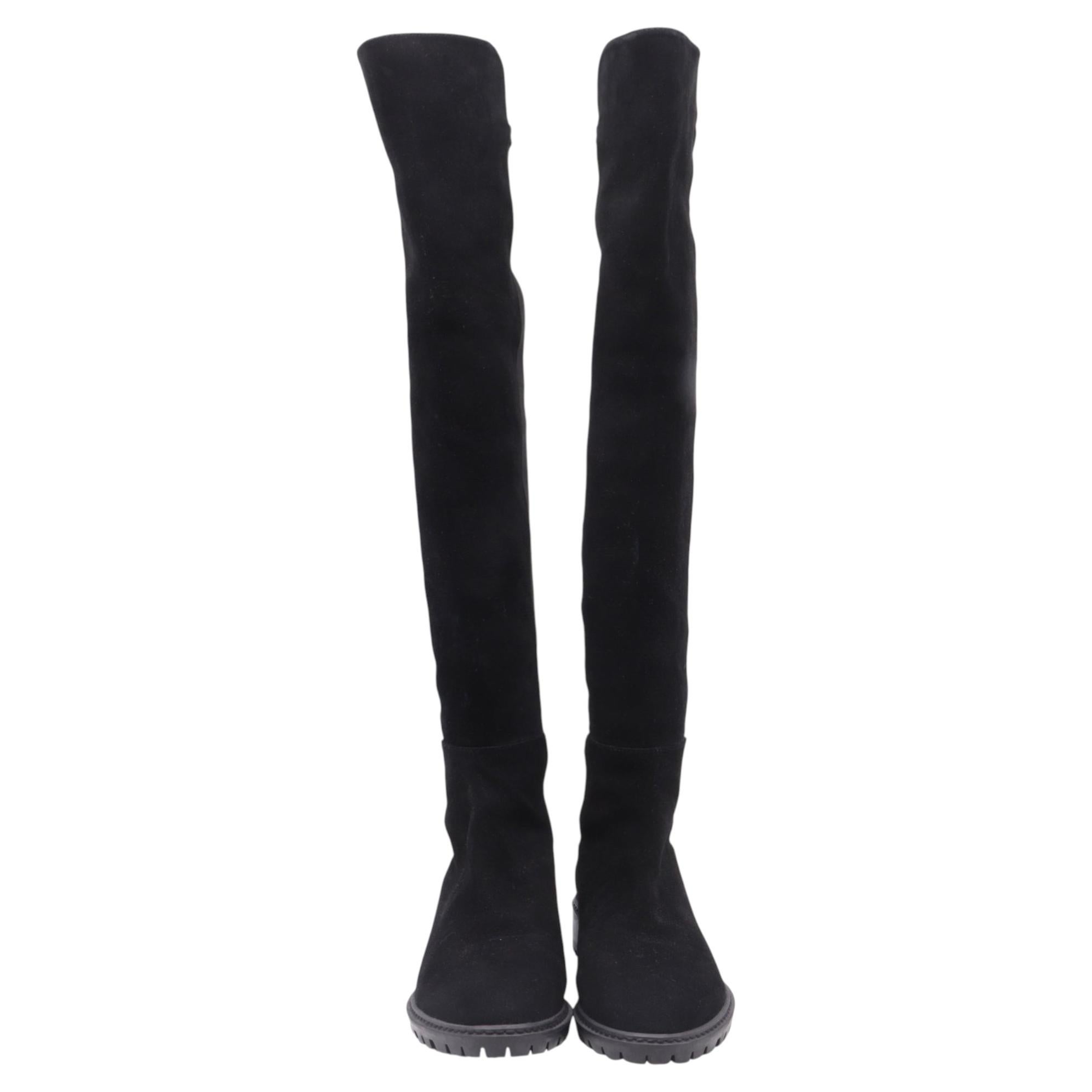 Stuart Weitzman Knee-High Boots in Black Suede For Sale