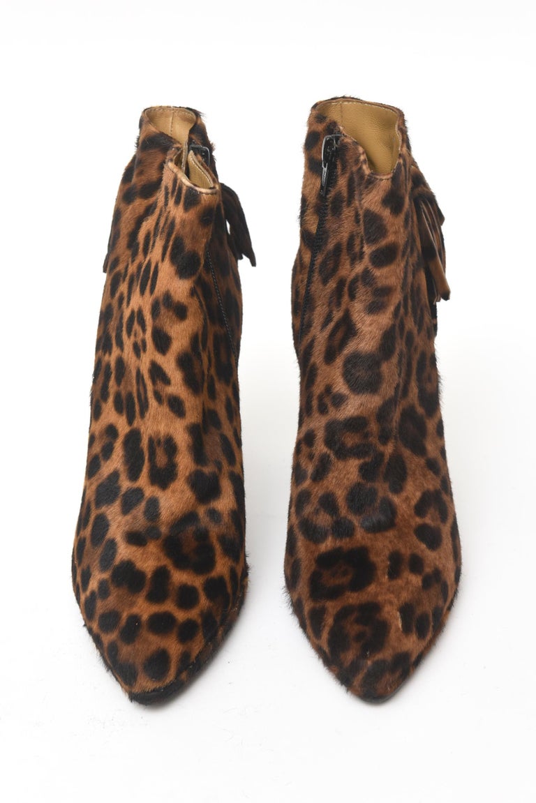 Stuart Weitzman Leopard Pony Hair Ankle Boots With Gold Heel For Sale at  1stDibs | gold heel ankle boots