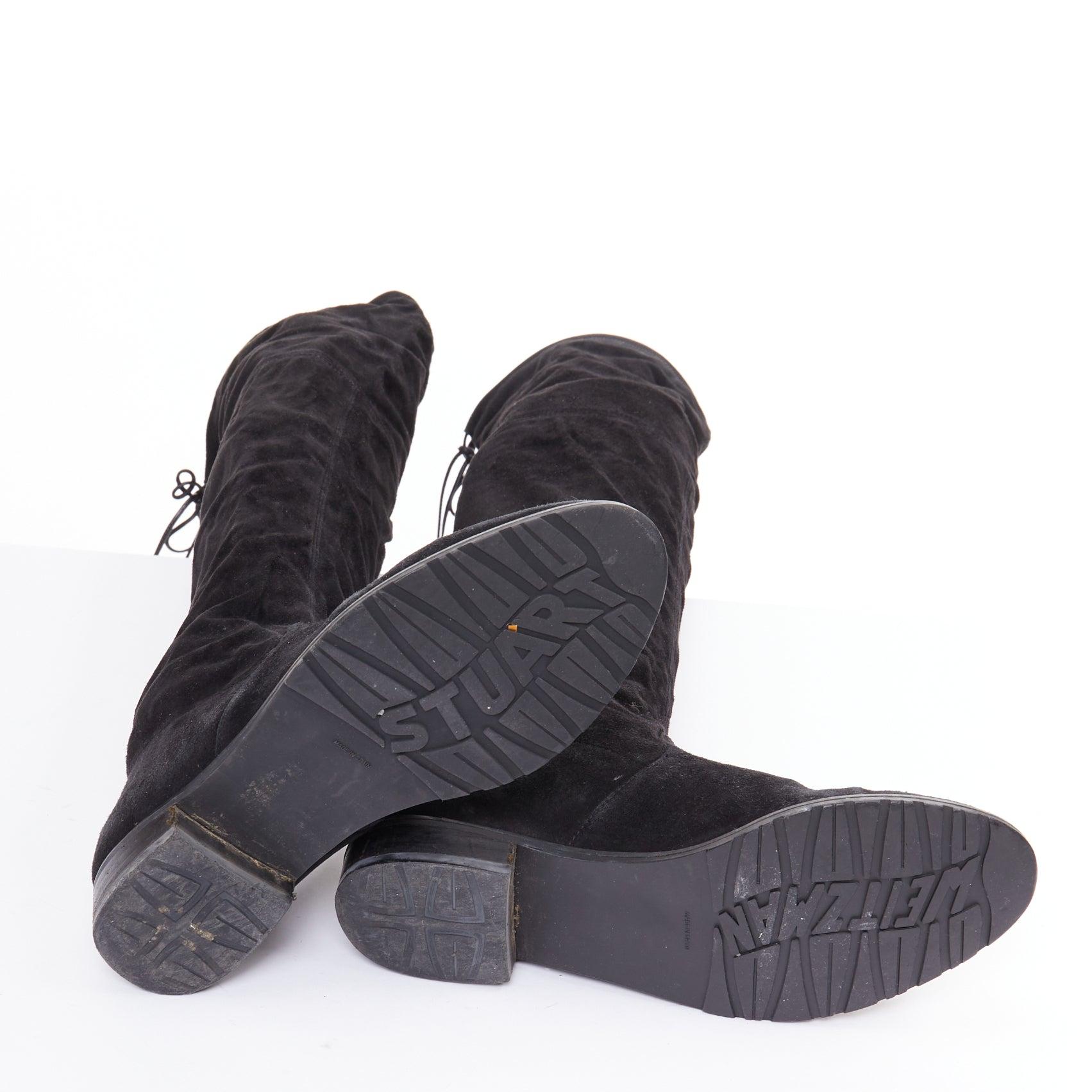 STUART WEITZMAN Lowland black suede drawstring top over knee flat boots EU38 en venta 5