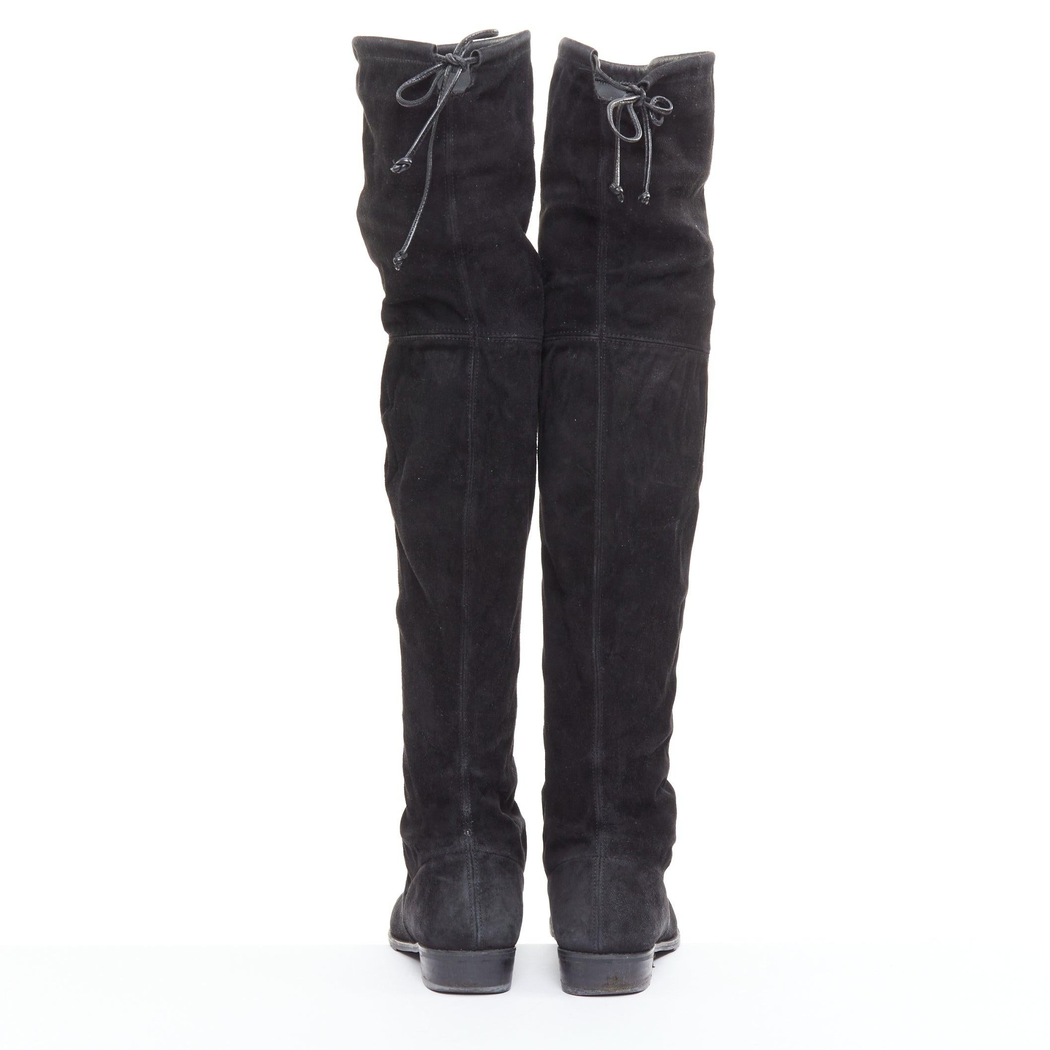 De las mujeres STUART WEITZMAN Lowland black suede drawstring top over knee flat boots EU38 en venta