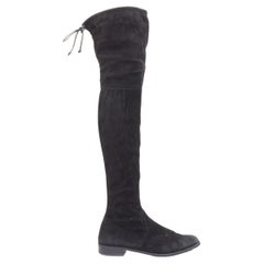 STUART WEITZMAN Lowland black suede drawstring top over knee flat boots EU38 Used STUART WEITZMAN Lowland black suede drawstring top over knee flat boots EU38