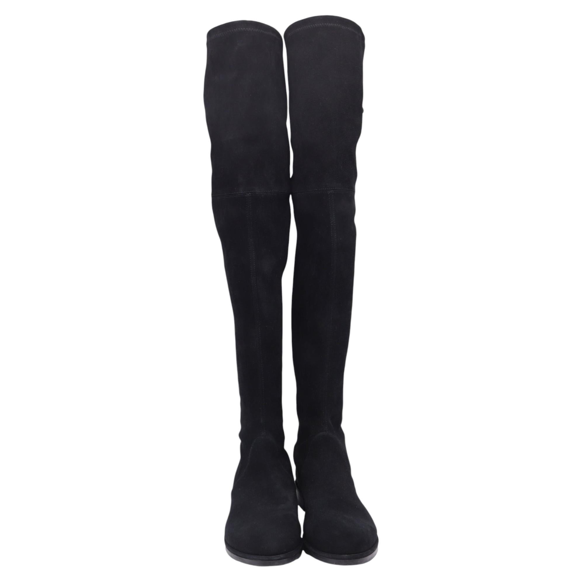 Stuart Weitzman Lowland Bold Boots in Black Suede For Sale