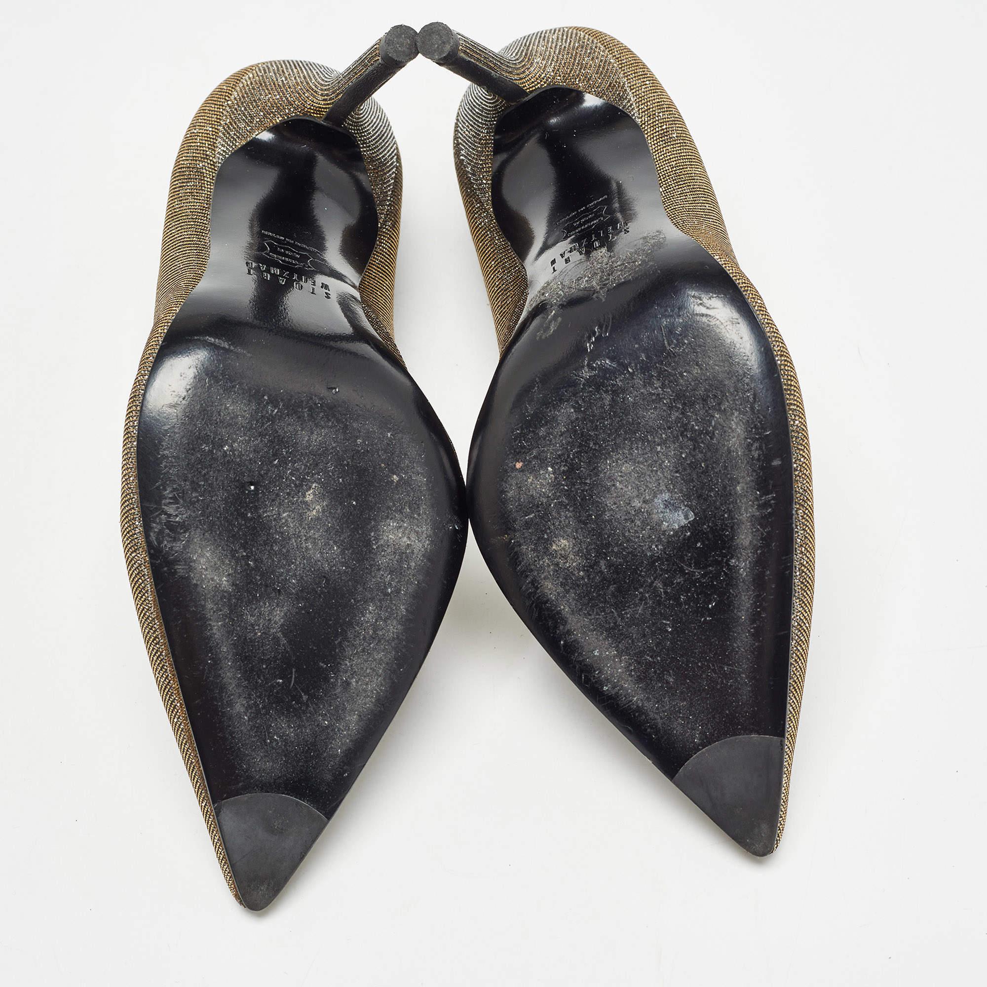 Stuart Weitzman - Pompe a punta in tessuto lurex metallizzato - misura 36,5 in vendita 1