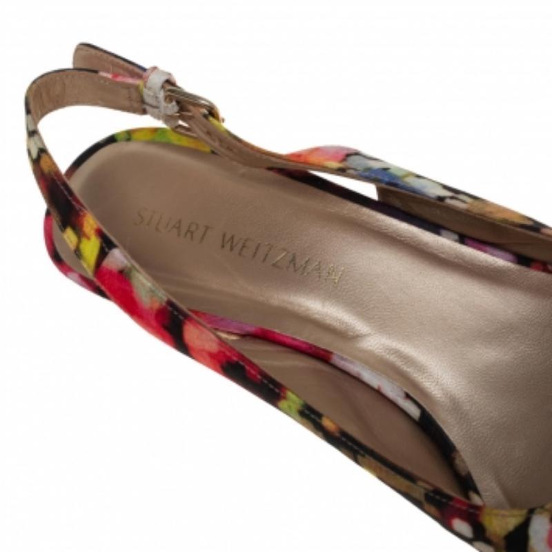 Stuart Weitzman Mehrfarbige Keilsandalen aus Brokat-Stoff und Kork mit Keilrahmen Größe 43,5 (Braun) im Angebot