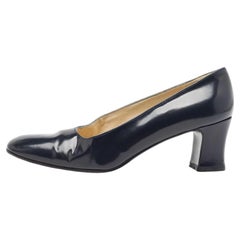 Stuart Weitzman Navy Blue Patent Leather Square Toe Pumps Size 38