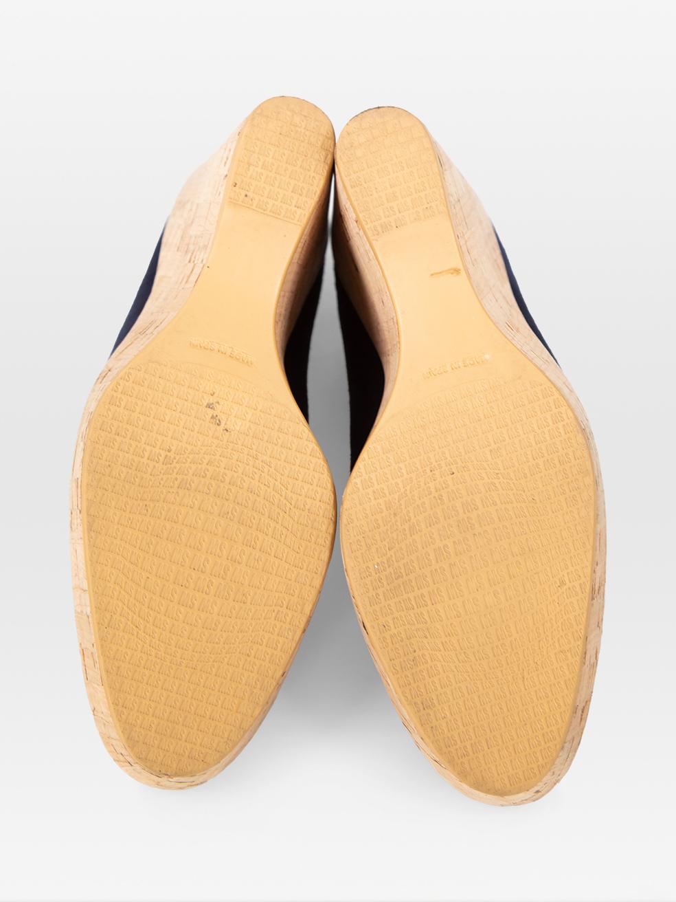 Stuart Weitzman Navy Suede Cork Heel Wedges Size US 6.5 Excellent état - En vente à London, GB