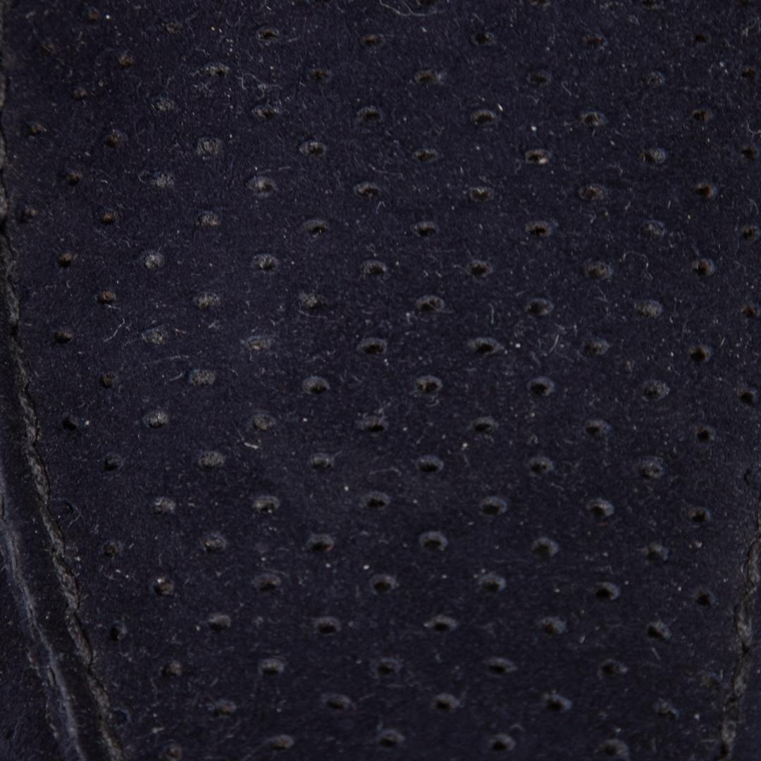 Women's Stuart Weitzman Navy Suede Perforated Loafers Size US 9.5 For Sale