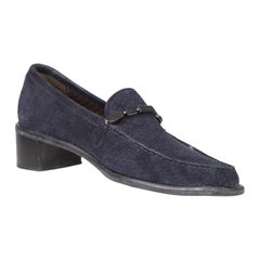 Stuart Weitzman Navy Suede Perforated Loafers Size US 9.5