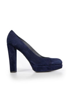 Stuart Weitzman Navy Suede Platform Pumps Size IT 38