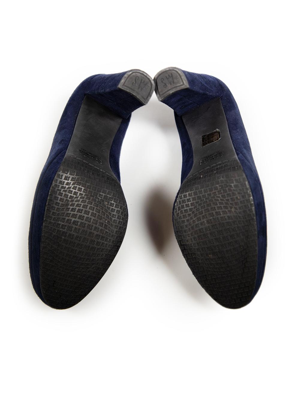 Stuart Weitzman escarpins à plateforme en daim bleu marine, taille IT 38 Bon état - En vente à London, GB