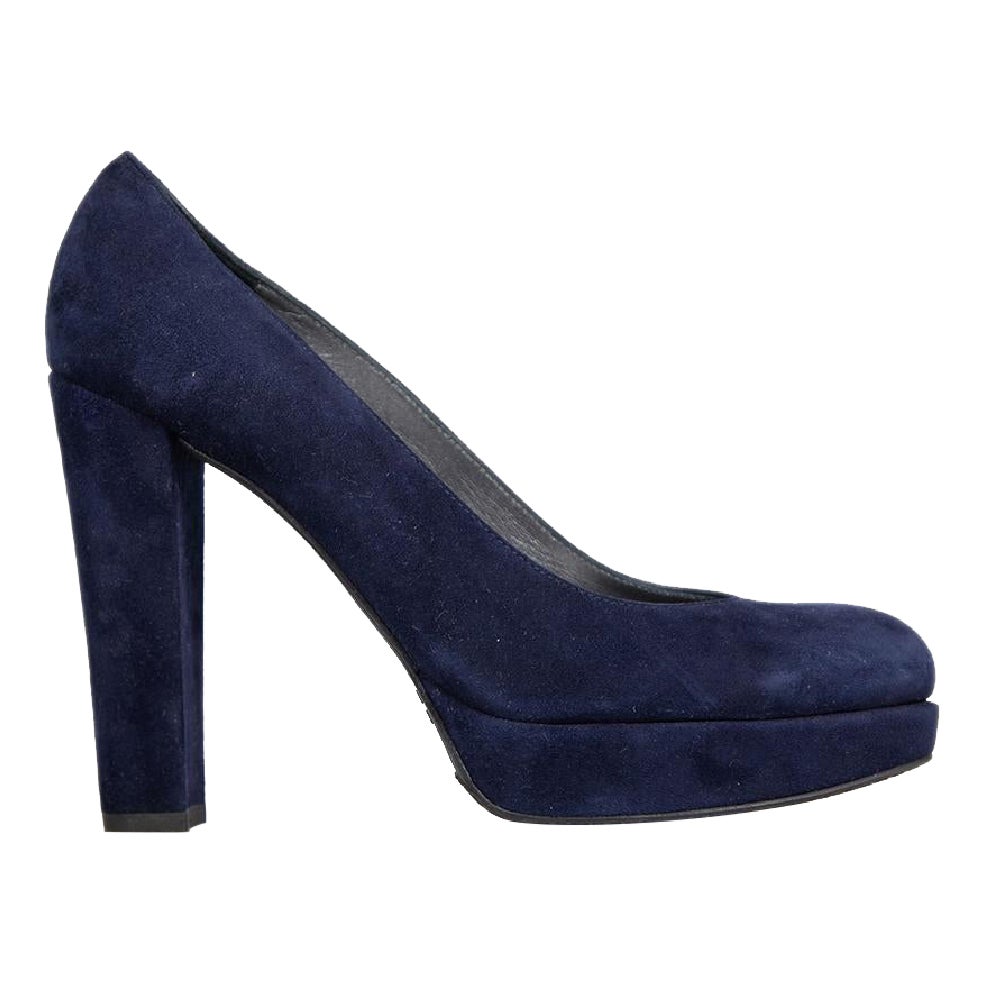 Stuart Weitzman Navy Suede Platform Pumps Size IT 38