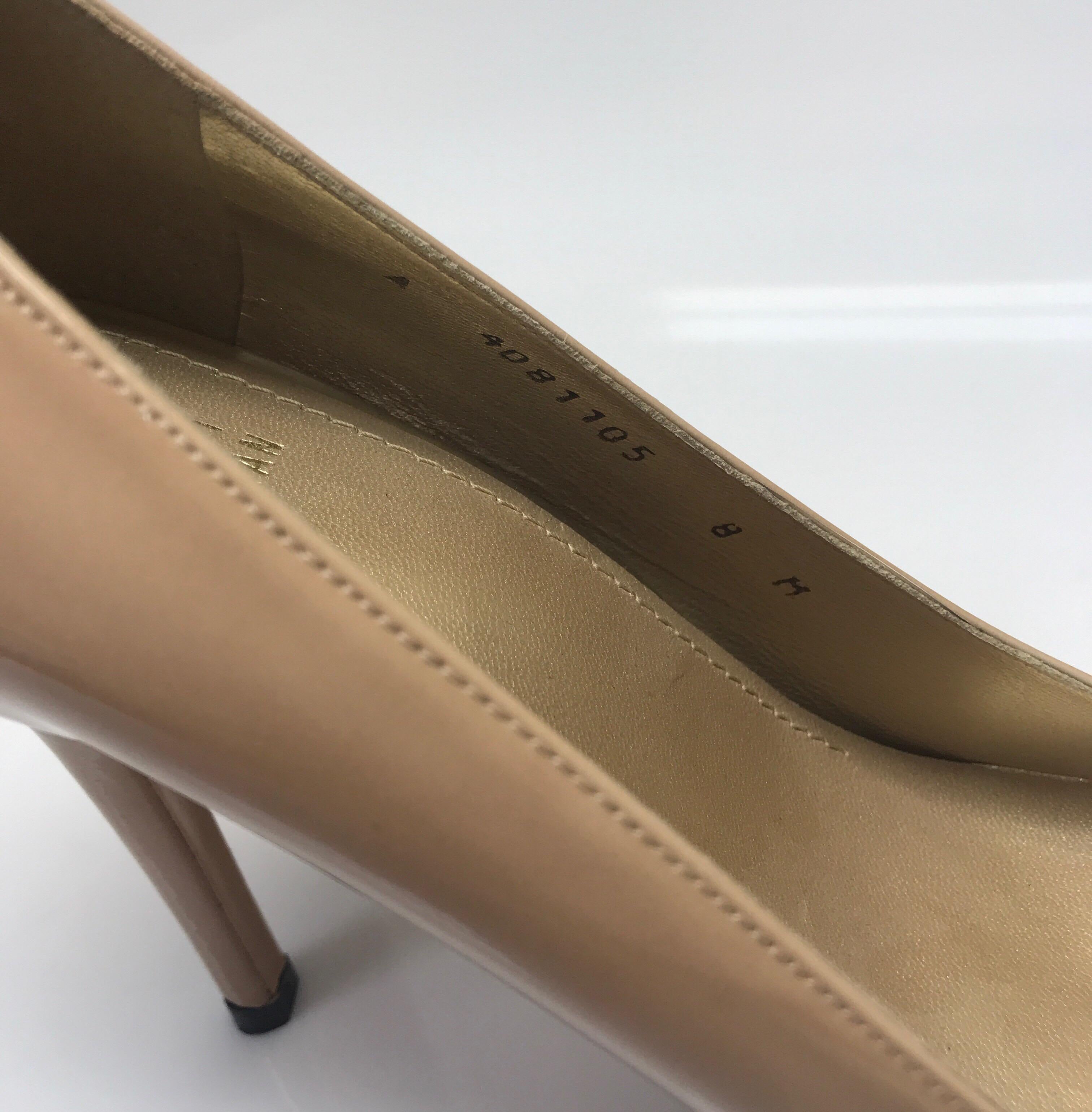 Brown Stuart Weitzman Nude Patent Leather Heel-8 For Sale