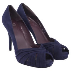 Stuart Weitzman Peep-Toe-Pumps aus marineblauem Wildleder