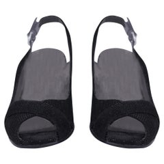 Scarpe con zeppa, punta aperta e cinturino posteriore di Stuart Weitzman in cotone nero