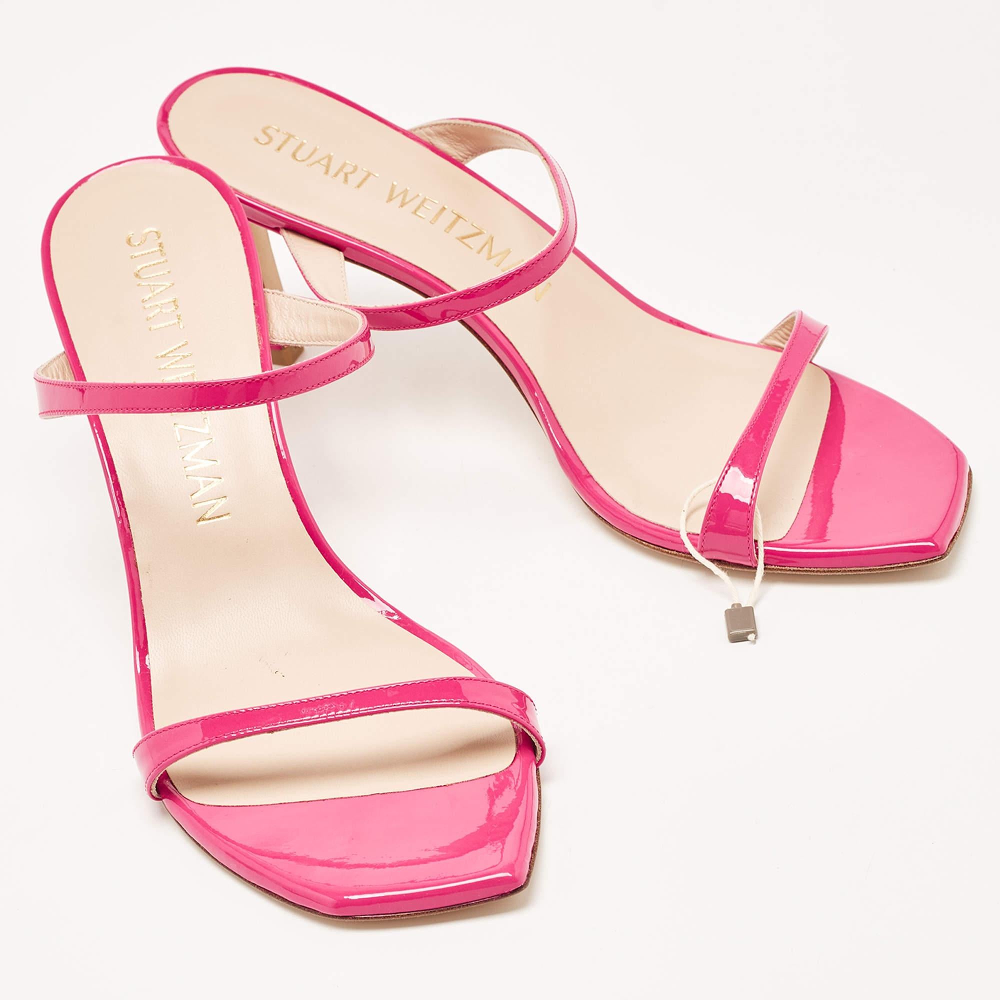 Women's Stuart Weitzman Pink Patent Leather Slide Sandals Size 41