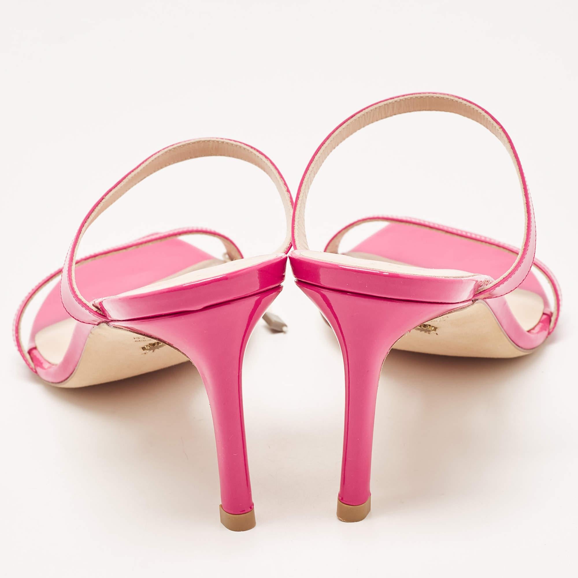 Stuart Weitzman Pink Patent Leather Slide Sandals Size 41 2