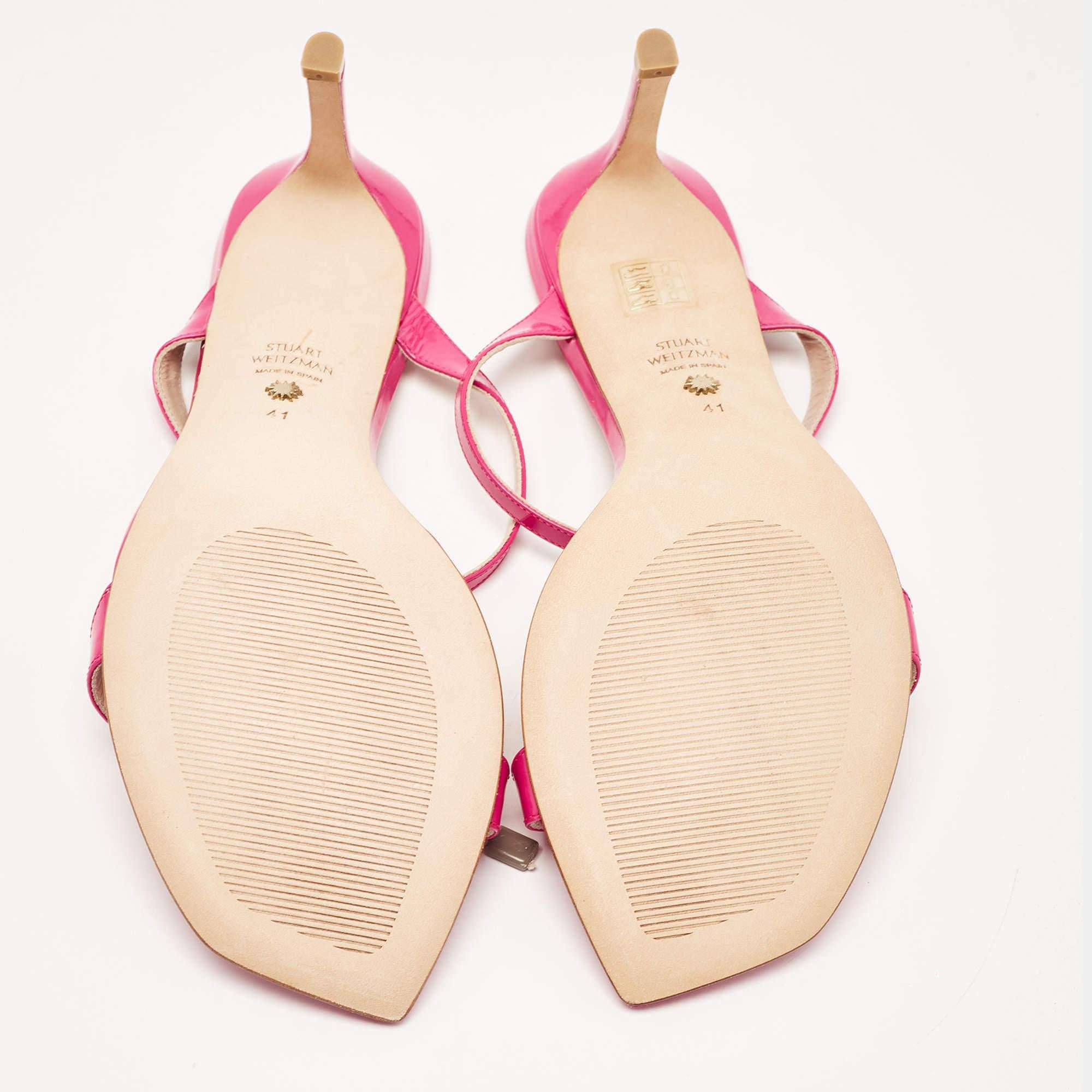 Stuart Weitzman Pink Patent Leather Slide Sandals Size 41 2